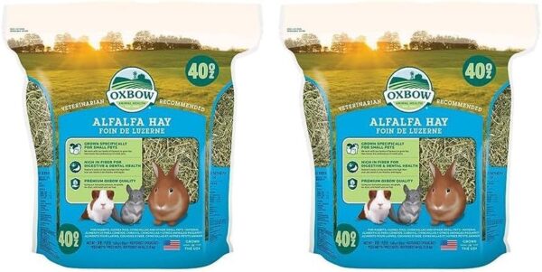 Oxbow Animal Health Alfalfa Hay - All Natural Hay for Young, Pregnant, or Nursing Small Pets - 40 oz. (Pack of 2)